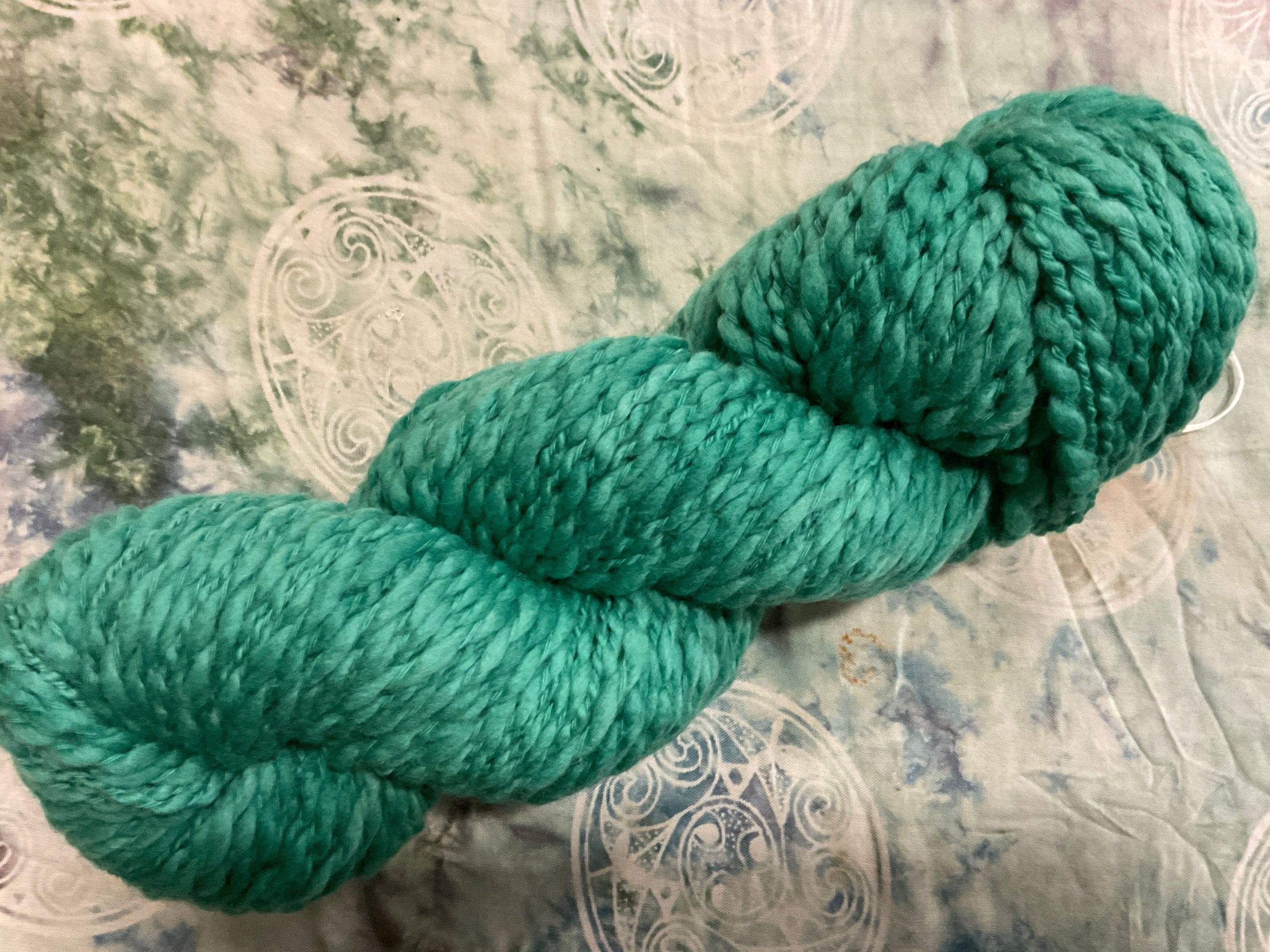 Jungle Green Periwinkle Wool Bouclé Yarn